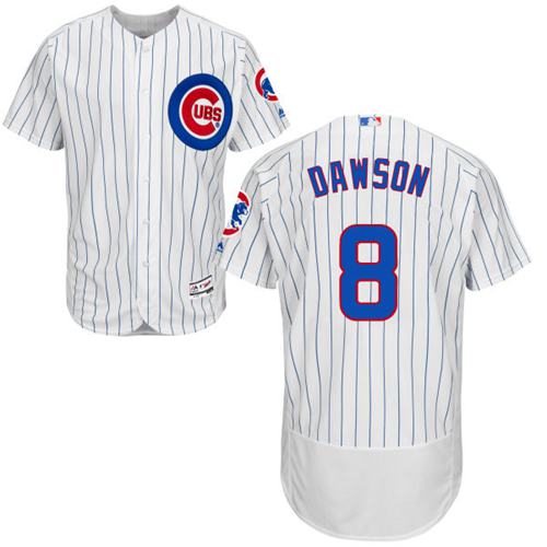 Cubs #8 Andre Dawson White(Blue Strip) Flexbase Authentic Collection Stitched MLB Jersey